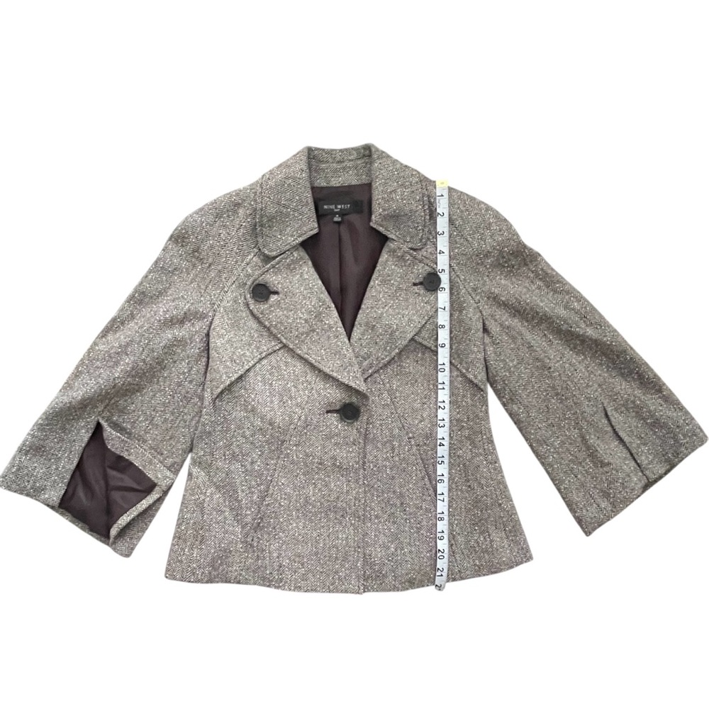 Nine West 2 piece Pant Suit - Textured Brown beige Herringbone fully lined Sz: 4 - Picture 11 of 13